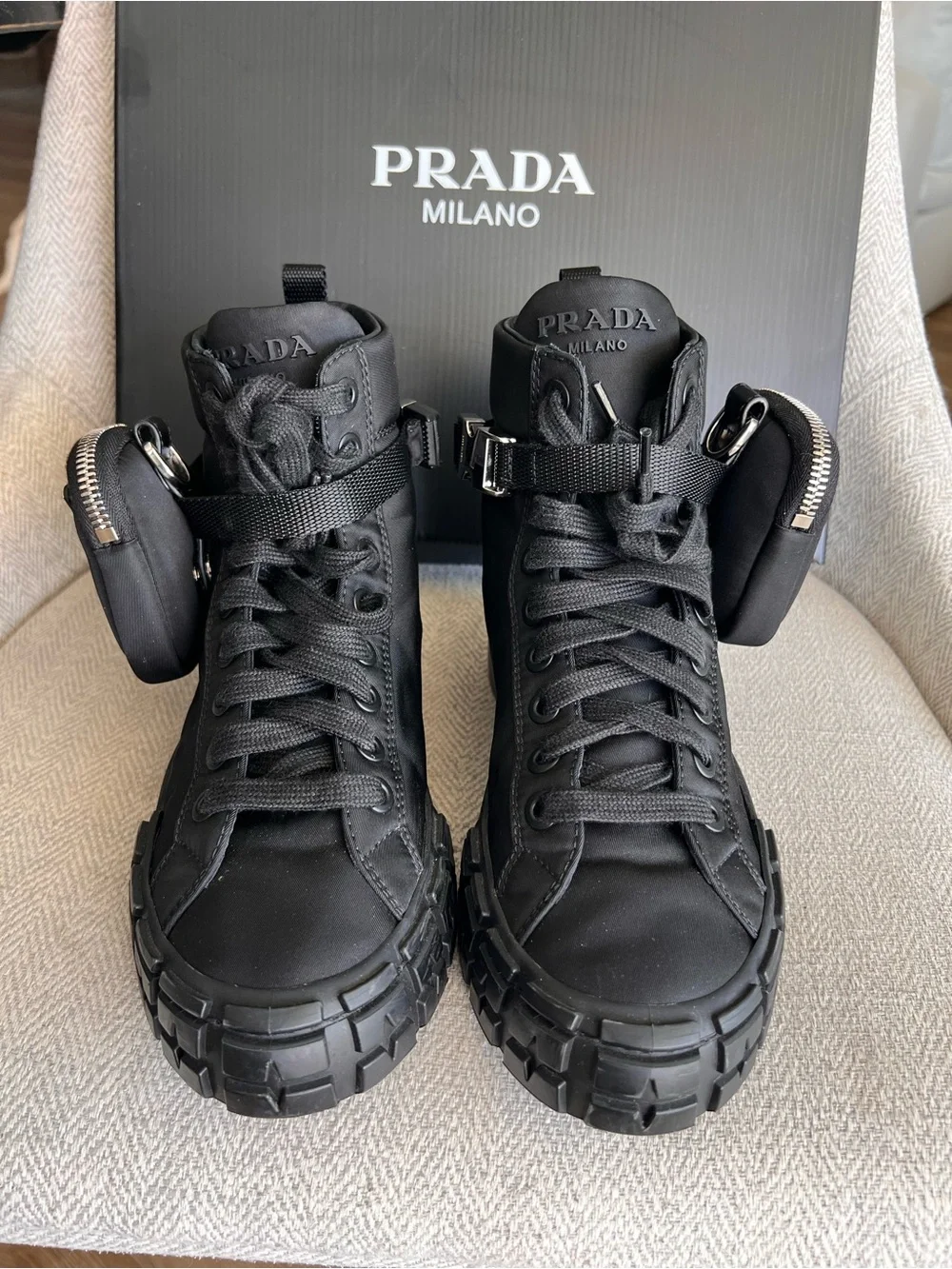 PRADA | Wheel Re-Nylon High-Top Sneakers